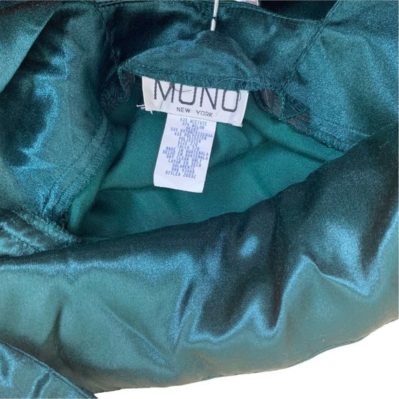 Mono New York Green Velvet Dress Belt Buckle Strap Front Slit Size 7/8 Formal - Picture 5 of 5